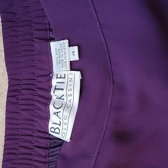 Blakc Tie Oleg Cassini Purple 100% Silk Skirt - Picture 5 of 8